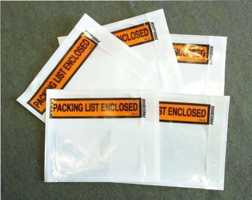 1000 pieces 4.5x5.5&#034; Clear with &#034;PACKING LIST ENCLOSED&#034; printing pouch envelo...