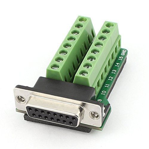 Uxcell db15 d-sub female jack 15pin port to 2 row terminal breakout board for sale