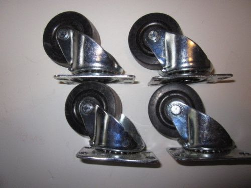 Set of 4 swivel plate casters with 2&#034; rubber wheels for sale