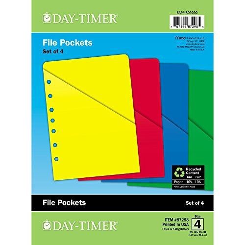 Day-Timer ColorLife Loose-Leaf Slash Pockets, Desk Size, 5.5  x 8.5 Inches,