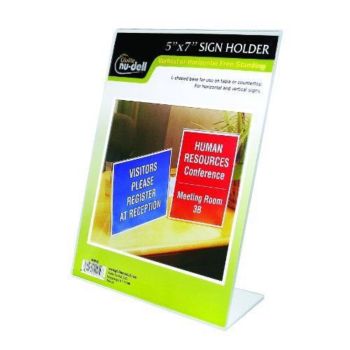 Nudell NuDell 5&#034; x 7&#034; L-Shaped Sign Holder, Clear