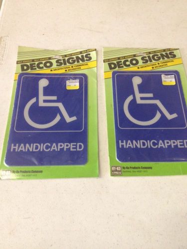 Sign HY-KO D-17 HANDICAPED , 5&#034; X 7&#034; Self Adhesive, NEW Lot Of 2