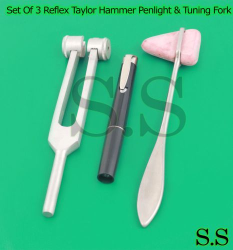 Set of 3 pcs Reflex Taylor Percussion Hammer Penlight Tuning Fork 256C