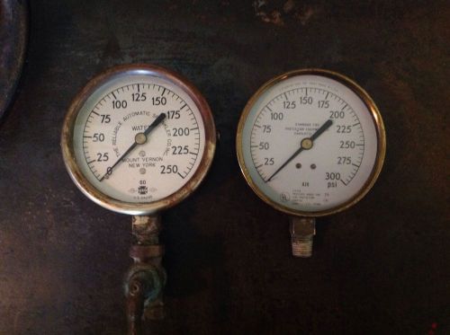 *Antique Set brass gauges Automatic fire/Sprinkler Alarm Water and Air Gauges