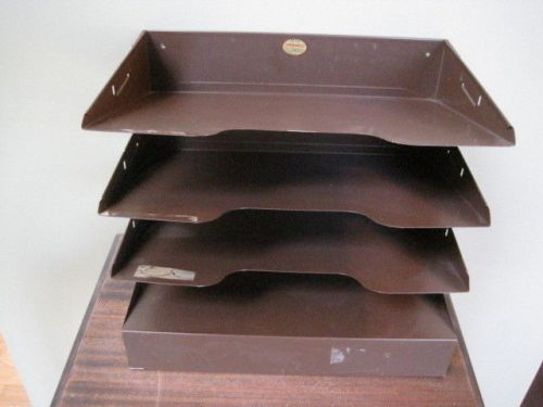 Vintage Brown Curmanco Industrial 4 Tier Paper Tray Sorter Desktop / Hangeable