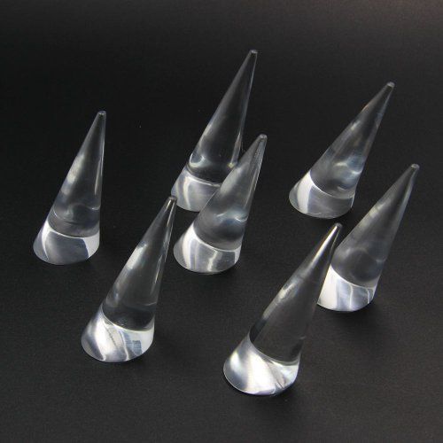 Pack of 10 Clear Jewelry Ring Display Holder Stand Cone Shape Acrylic Transpa...
