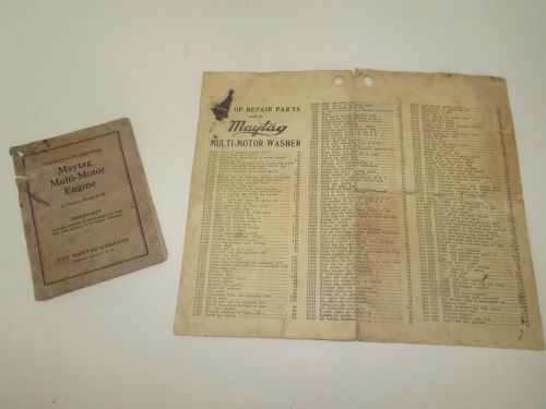 * Rare Maytag Multi motor instruction manual  92M &amp;List of Repair Parts