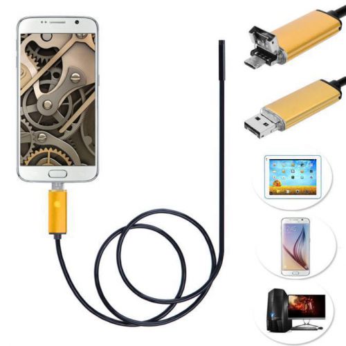 2 in 1 Android USB Endoscope Inspection 7mm Camera 6 LED HD IP67 Waterproof 2M