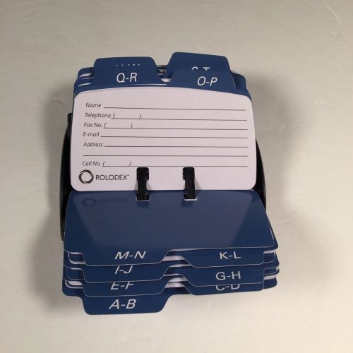 Rolodex Petite 2.25 x 4 Open Business Card File Organizer Black Vintage A-B C-D
