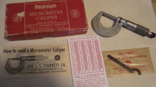 Starrett 0-1&#034; micrometer 230rl with ratchet stop, lock nut &amp; box for sale