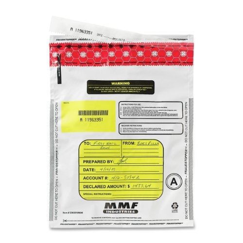 Mmf industries 2362010n06 9-by-12-inch tamper-evident deposit bags, 100 pack for sale