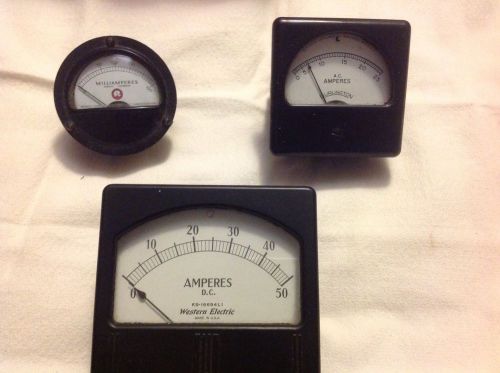 lot of 3 asst Amperes / milliamperes marion, western electric,burlington