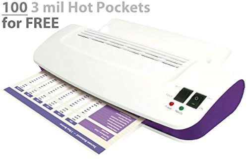 Purple Cows Hot and Cold Laminator, Includes 100 3 mil Hot Pockets, Assorted Siz
