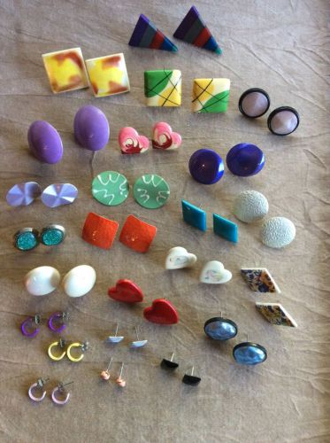 24 Pair ~ Vintage ~ Mid Century ~ Retro ~ Lucite ~ Metal ~ Pierced Earrings