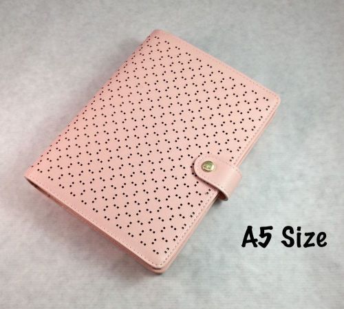 6 Ring A5 Size Leather Perforated Planner Peach Color Brand New, Faux Leather
