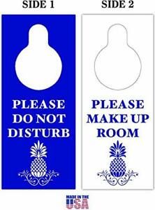 Please Do Not Disturb/Make Up Room Blue Two Sided Door Hanger 3.5&#034; x 8.5&#034; for...