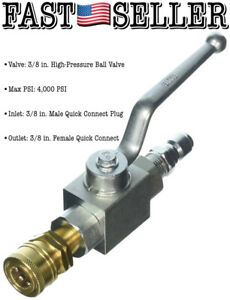 High Pressure Ball Valve Kit 3/8&#034; Male Plug X 3/8&#034; Female Quick Connect 4000PSI