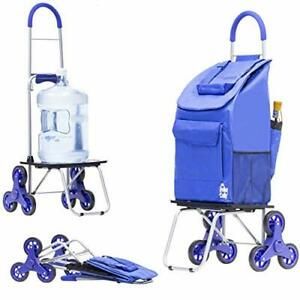 dbest products Stair Climber Bigger Trolley Dolly Blue Shopping Grocery Folda...