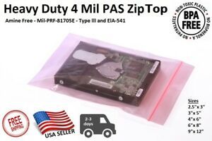 Pink Antistatic 4Mil Zip Top Bags Anti Static Reclosable Lock 2.5x3,4,5,6,8,9&#034;12