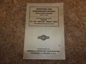 VTG BRIGGS &amp; STRATTON OPERATING &amp; MAINTENANCE MANUAL WITH PARTS CATALOG