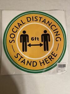 Social Distancing Floor Decals Stickers 5 Pack, 12&#034; Safety Floor Sign Marker
