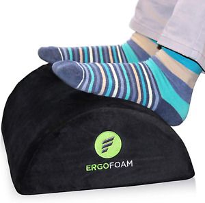 ErgoFoam Foot Rest Under Desk (Tall) - Large Premium Velvet Soft Foam Footrest f