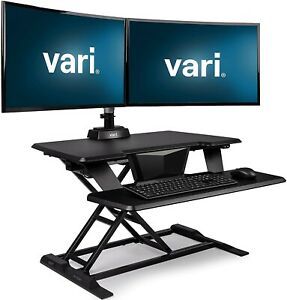 Varidesk Electric Pro Plus 32 - Flexible Standing Desktop &amp; Vari Dual Arm Mount