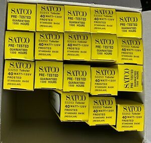Satco Frosted Tubular lot of 18 Standard Base Regular Light Bulbs