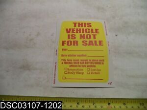 QTY=250: Versa-Tags Dealers Windshield Stickers -This Vehicle Is Not For Sale