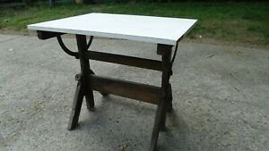 VINTAGE ADJUSTABLE INDUSTRIAL DRAFTING TABLE