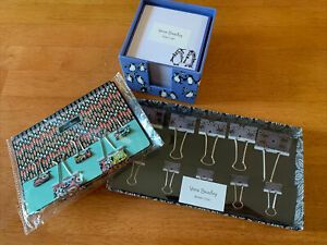 Vera Bradley binder clips - 2 Sets and Note Cube.