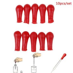 10xDropper Red Rubber Bulb Head Dropping Bottle Insert Pipette Lab Supplie_E Qh