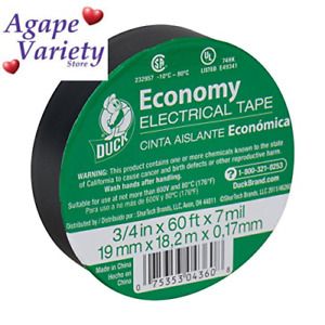 Duck 299006 Utility Vinyl Electrical 3/4 Inch x 60 Feet (Single Roll), Black