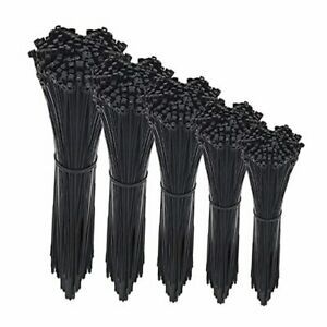 Zip Ties 500 Packs Cable Ties Self-Locking 4+6+8+10+12-Inch Width Black
