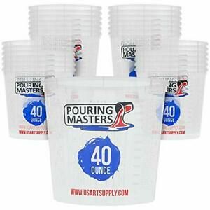 Pouring Masters 40 Ounce (1200ml) Graduated Plastic Mixing Cups (Box of 24)