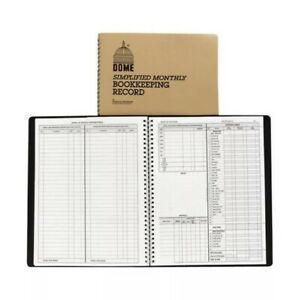 Dome Monthly Bookkeeping Record,128 pg 9 x11&#034; Tan vinyl Cover + FREE SHIPPING