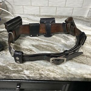 Vintage Police Duty Belt Basket weave W/Accessories 48” Laying Flat 30 To 35”