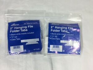 2 Packages 50 Total Hanging File Folder Tabs 1/5 Cut Clear