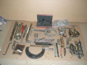 Machinist &amp; tool mixed grab bag box lot Micrometer Puller drill bits more Lot 10