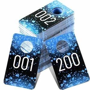 Plastic Number Tags Consecutive Reusable Normal &amp; Reversed Hanger Cards Blue 200