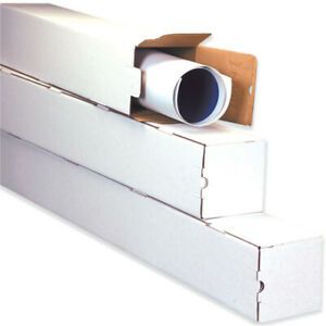 2 x 2 x 25&#034; White Square Mailing Tubes ECT-32B 200 Pieces