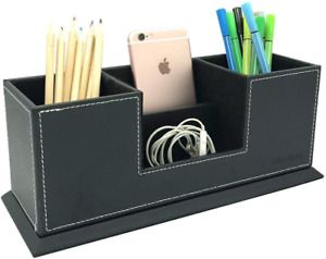 UnionBasic PU Leather 4 Compartment Desk Organizer Card/Pen/Pencil/Mobile Phone