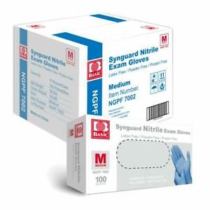 Basic Medical Blue Nitrile Exam Gloves - Latex-Free &amp; Powder-Free - Medium