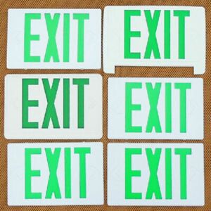 6 EXIT SIGNS 7&#034;x11&#034; Green Letters TES-603-G-WH Thermoplastic Wall Mount - NEW