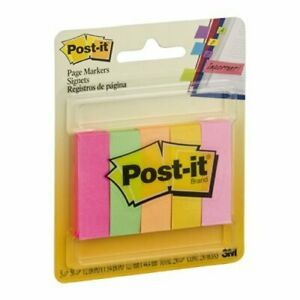 3M 670-5AF 1/2&#034; X 1.75&#034; Post It Page Markers Assorted Colors 5 Count
