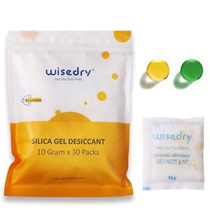 Wisedry 10 Gram [30 PACKS] Silica Gel Packets Reactivated by Microwave Small Air