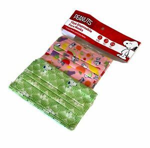Peanuts Disposible Face Masks Snoopy Charlie Brown 10 Pack Adults Kids Sealed