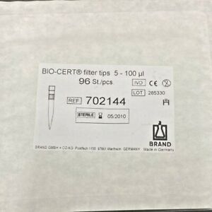 BRAND Bio-Cert 702144 - Filter Pipette Tips 100 uL - 96 Pipet Tips Sterile)