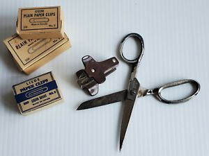 Vintage Office Supplies Scissors Paper Clips Claw