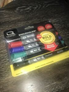 5 PACK Black Green Blue Red Quartet Liquid Ink Clean Dry Erase Markers Low Odor